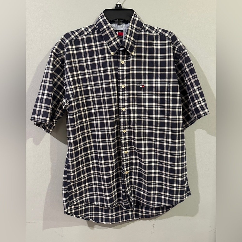 Tommy Hilfiger Men’s Plaid Button Down Shirt Size L 16-16.5